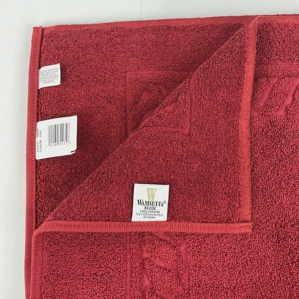 NWT Wamsutta Elite Large Combed Cotton Bath Tub Mat Brick Red 26 x 38 Reversible